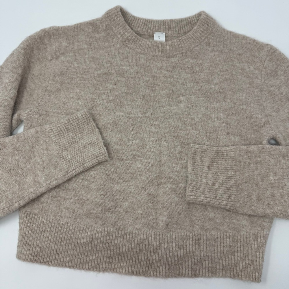 Lululemon Alpaca Wool Blend Cropped Sweater Heathered Crepe XS LW3HQXS